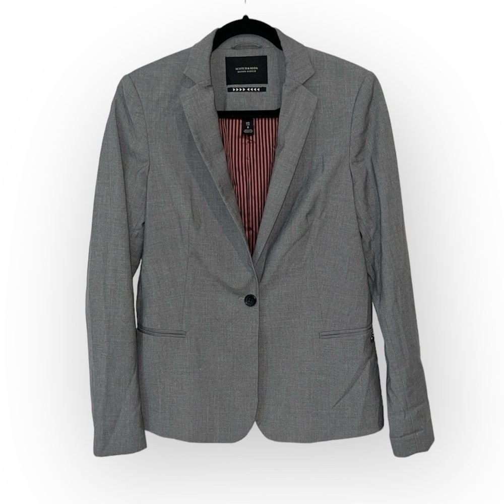 Scotch & Soda Gray Single Breasted Lapel Collar Blazer size 2